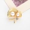 EMEGCY Ginkgo Biloba Brooch with pearl for Women, Gold Ginkgo
