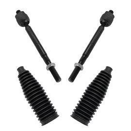 TRQ Front Driver & Passenger Side Inner Steering Kit Steering Rack & Pinion Bellow Tie Rod Compatible with 2006-2018 Toyota RAV4