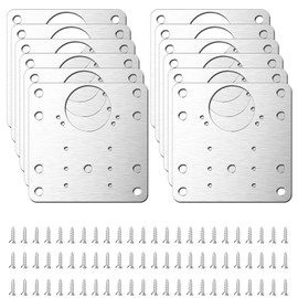 WD&CD 12 Pcs Hinges Repair Fixing Plates, Stainless Steel Board Cabinet Hinge Repair Replacement Kit with Screws for Kitchen Cabinet,Wardrobe,TV Cabinet