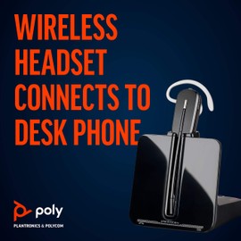 Plantronics - CS540 Wireless DECT Headset (Poly) - Single Ear (Mono) Convertible (3 Wearing Styles) - Connects to Desk Phone - Noise Canceling Microphone