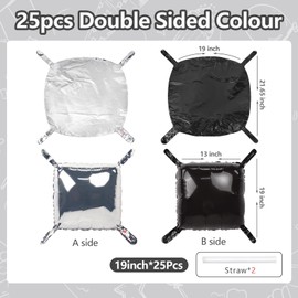 NISOCY 25PCS Black Silver Square Foil Balloons Wall Backdrop Double Sided Black Silver Balloons Arch Kit for Birthday Wedding New Year Graduation Anniversary Party Decorations