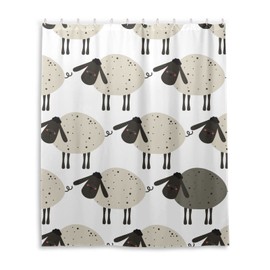 JUMBEAR Sheep Shower Curtain, Waterproof Fabric Shower Curtain Set with 12 Hooks for Bathroom, Hotel, Spa, 60 x 72 Inch