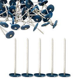 50 Pack - 3 Inch - Round Plastic Cap Nail Roofing Nails Galvanized Tar Paper Nails for House Wrap Fastening Foam Board Roofing Felt Insulation Film (50)