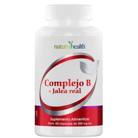 Natural Health Complejo B + Jalea Real | Suplemento Alimenticio con Vitaminas B1, B2, B6 y B12 | Frasco con 60 Cápsulas de 500 mg C/U