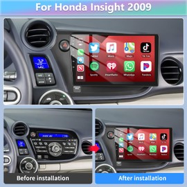 Podofo Car Stereo for Honda Insight 2009 2010 2011 20121 2013 2014 with Wireless Apple Carplay & Android Auto,9 Inch Touchscreen with Bluetooth/GPS/WiFi/FM&RDS/EQ/DSP+AHD Backup Camera+MIC