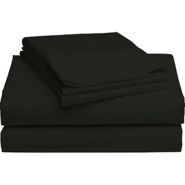 Hospital Twin Extra Long 100% Cotton Jersey Black Sheet Set - Soft and Comfy - by Crescent Bedding -Twin XL