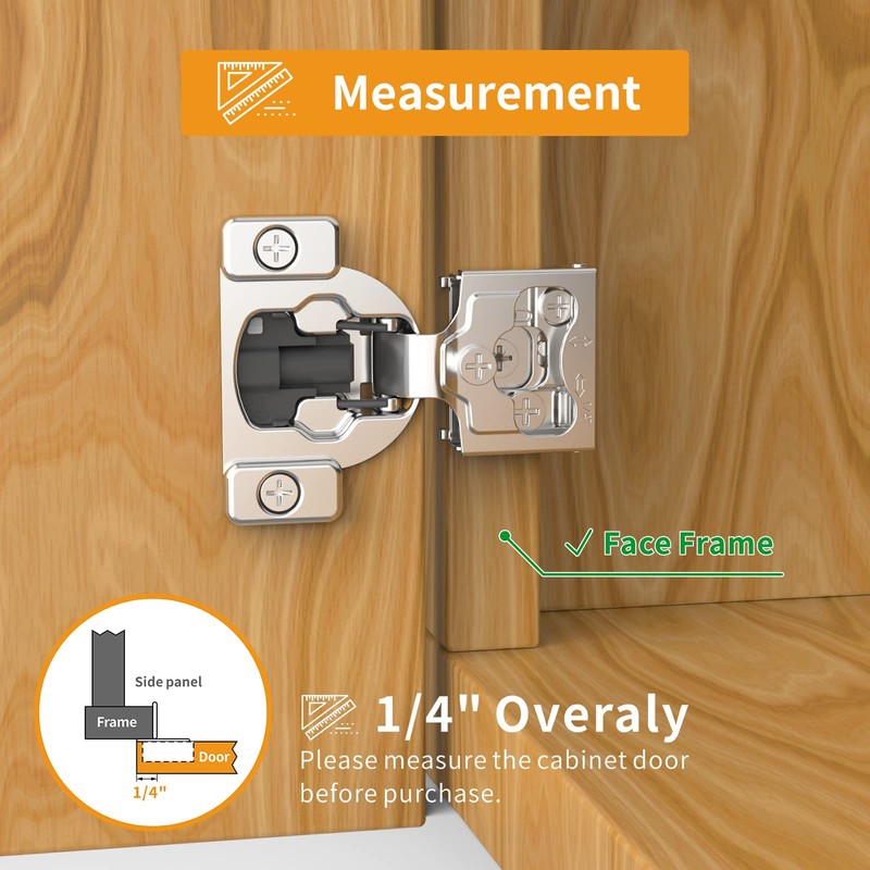 Chibery 50 Pack 1/4" Small Overlay 4D Concealed Hinges for