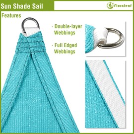 FLORALEAF Right Triangle Sun Shade Sail Turquoise 16'x16'x22.6' Air Permeable Shade Cloth Heavy Duty Canopy Awning for Patio Backyard Lawn Garden Outdoor