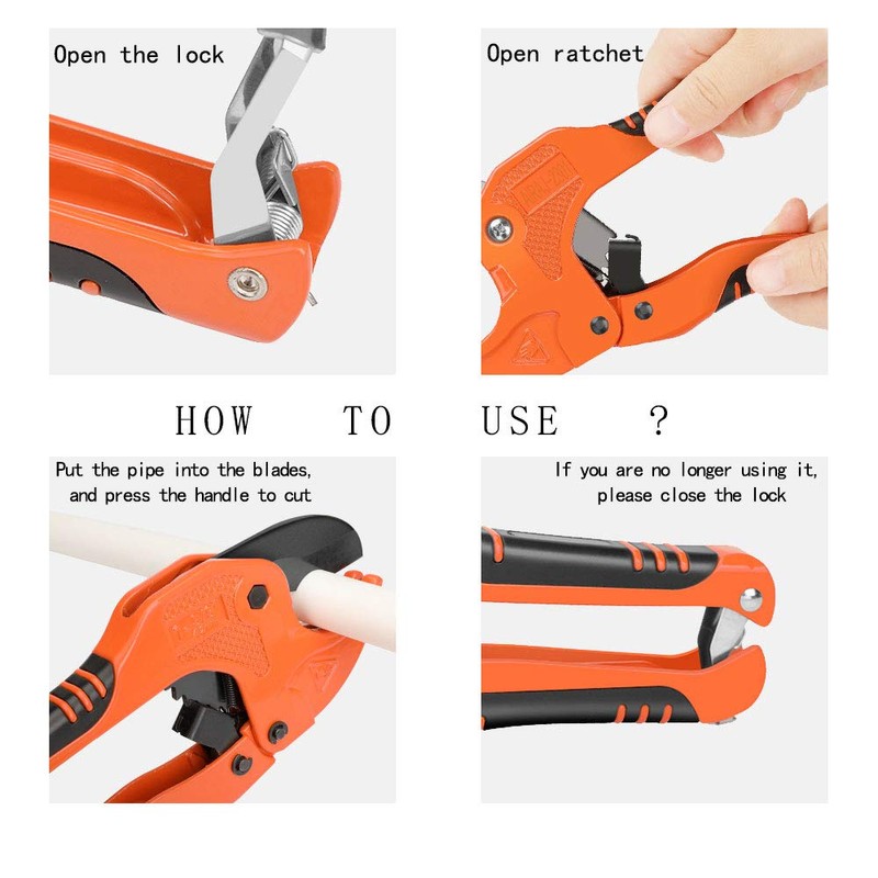 AIRAJ Pro PVC Pipe Cutter, Ratchet Hose Cutter Cutting 1-5/8
