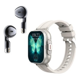 2 in 1 Smartwatch with Earbuds, Bluetooth Headphones and Smartwatch for Men and Women, Fitness Watch with 2 Inch HD Touch Screen, Fitness Tracker Sports Watch for I OS for Android, silver