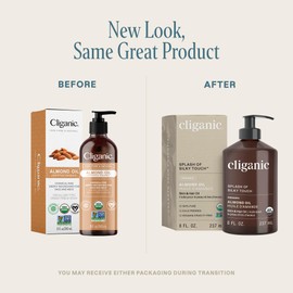 Cliganic Organic Sweet Almond Oil, 100% Pure (8oz) - for Skin & Hair, Nourishing Carrier Oil for Face & Body (Packaging May Vary)