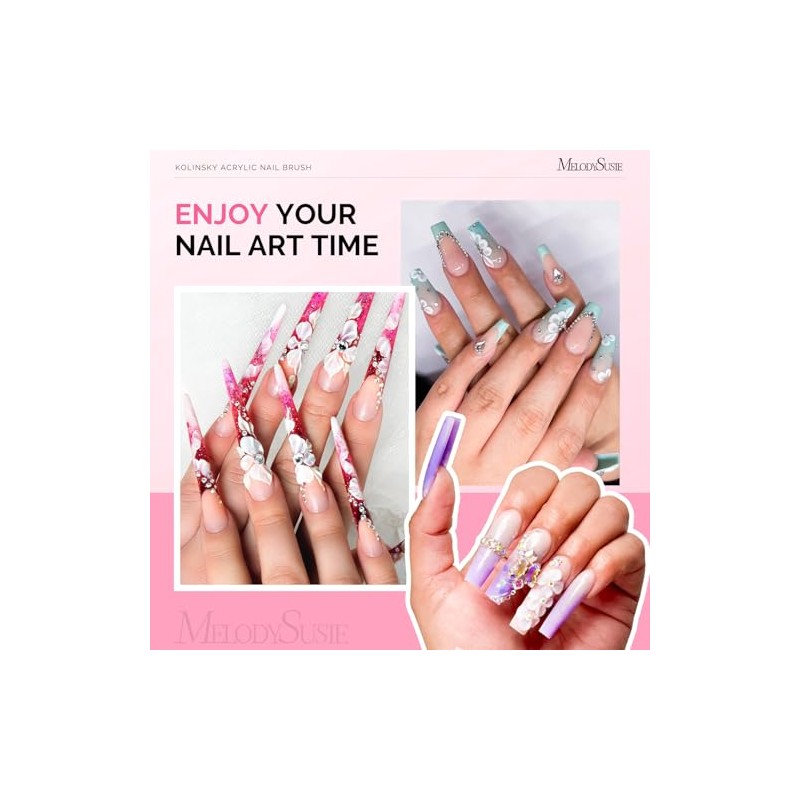 MelodySusie Pincel para uñas acrílicas 3D Kolinsky, pincel profesional para