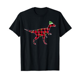 Dinosaur Red Plaid Buffalo Christmas Lights Christmas 2020 Buffalo Plaid Dino Compsognathus T-Shirt