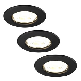 Ledvion - 3 x LED Recessed Spotlights, Dimmable, 5 W, 2700 K, Diameter 84 mm, IP65, Black