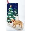 Peking Handicraft Golden Retriever Christmas Hooked Stocking- Wool 21'', Navy