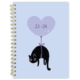 Pierre Belvédère - 2023-2024 Academic Agenda - 13 Months - 8” x 6” - Floating Cat - Year Monthly and Weekly Planner - Hardcover wirebound - Bilingual - 4422478