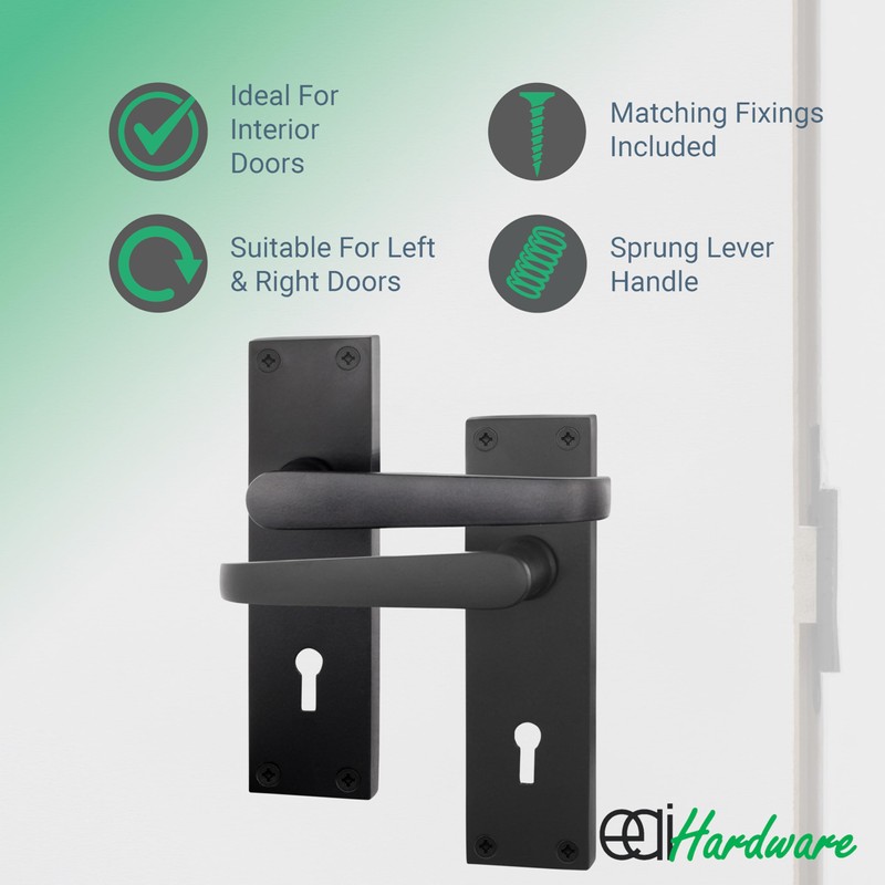 EAI Black Door Handle Key Lock Set | 1 Pair