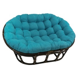 Blazing Needles Double Papasan Cushion, 48" x 6" x 65", Aqua Blue