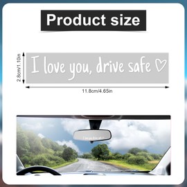 3pcs I Love You Drive Safe Decal, Car Rearview Mirror Decal with Heart Funny Vinyl Rear View Mirror Sticker for Women Driver Gifts Accessories for Car Rearview Mirrors and Windows (White)