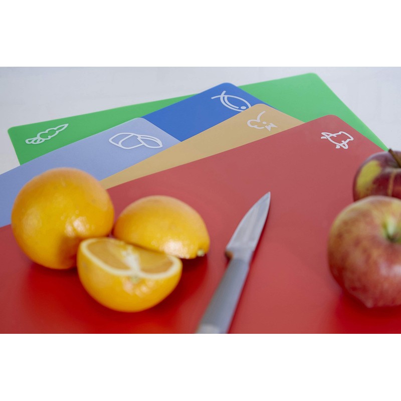 Premier Housewares Flexible Chopping Boards Plastic Polyethylene Colour Coded Cutting
