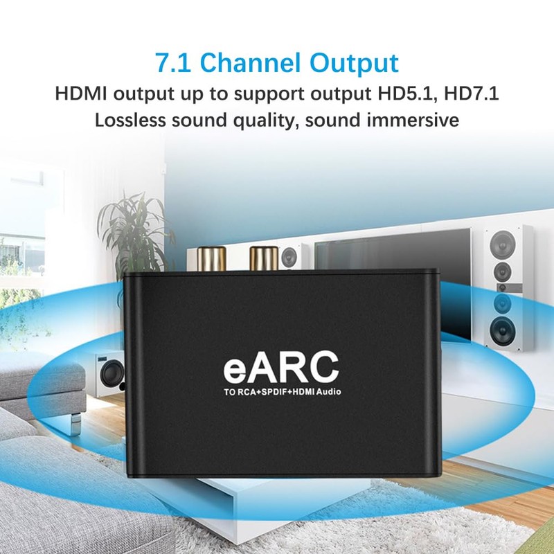 Alanph HDMI eARC/ARC to HDMI, RCA R/L, Optical, 3.5mm Audio