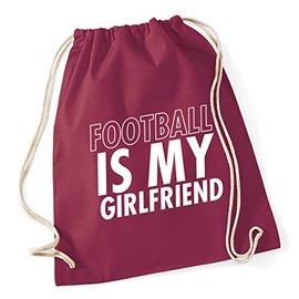 Hippowarehouse Football is my girlfriend Drawstring Cotton School Gym Kid Bag Sack 37cm x 46cm, 12 litres
