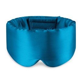 Zenssia 100% Mulberry Silk Sleep Mask Eye Mask for Man and Woman with Adjustable Headband, Full Size Large Sleep Mask & Blindfold for Total Blackout for All Night Sleep, Travel & Nap- Peacock Blue