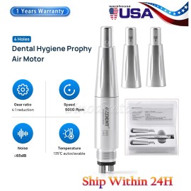AZDENT Premium Dental Hygiene Prophy Handpiece Low Speed Air Motor 4 Hole+3X Nose Cone