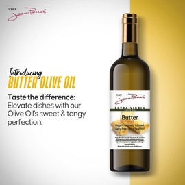 Chef Jean Pierre's Butter Olive Oil - Naturally Infused, 750ml (25oz) Glass Bottle - Elevate Your Dishes with a Burst of Flavorful Sophistication