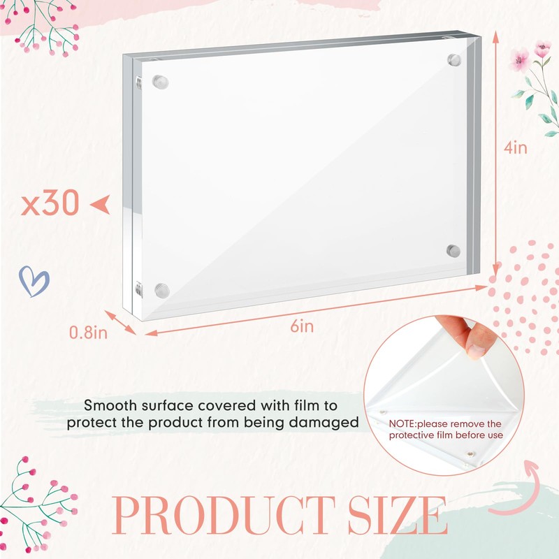 Handepo 30 Pack 4 x 6 Inch Clear Acrylic Picture