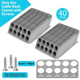 40Pack Cable Chase-Wire Bracket,Cable Support Wire Bracket Holder for NMB Electrical Cord Organized Management,Electrical Wire Dispenser with Screws,Labor Time Saving,1" with 10-Hole Design