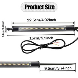 HQRNYP 2PCS Motorcycle LED Turn Signal Light, Motorcycle Blinkers, Flexible Switchback Dual-Color White & Amber Fork Turn Signal Blinkers, Waterproof DRL Daytime Running Light Bar for Motorbike