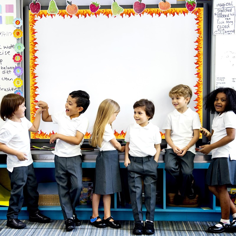 FYSUIMU 69Ft Flame Bulletin Board Border Self-Adhesive Red Orange Fire