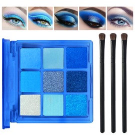 Xumann Blue Eyeshadow Palette Glitter Eye Shadow Palettes Matte Eye Shadows Pallets for Women Girl Makeup