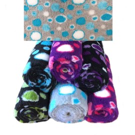 PnH Veterinary Bedding ® CIRCLES - NON SLIP - DOG BED - WHELPING FLEECE - Rubber Backed Vet Bed Roll/Pieces - Choice Of Colours And Sizes (75cm x 50cm, Grey with Blue Circles)