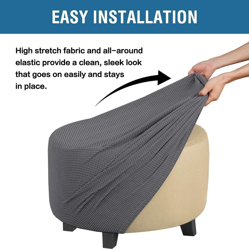 Round Stretch Ottoman Cover Slipcover Storage Ottoman Covers Folding Stool
