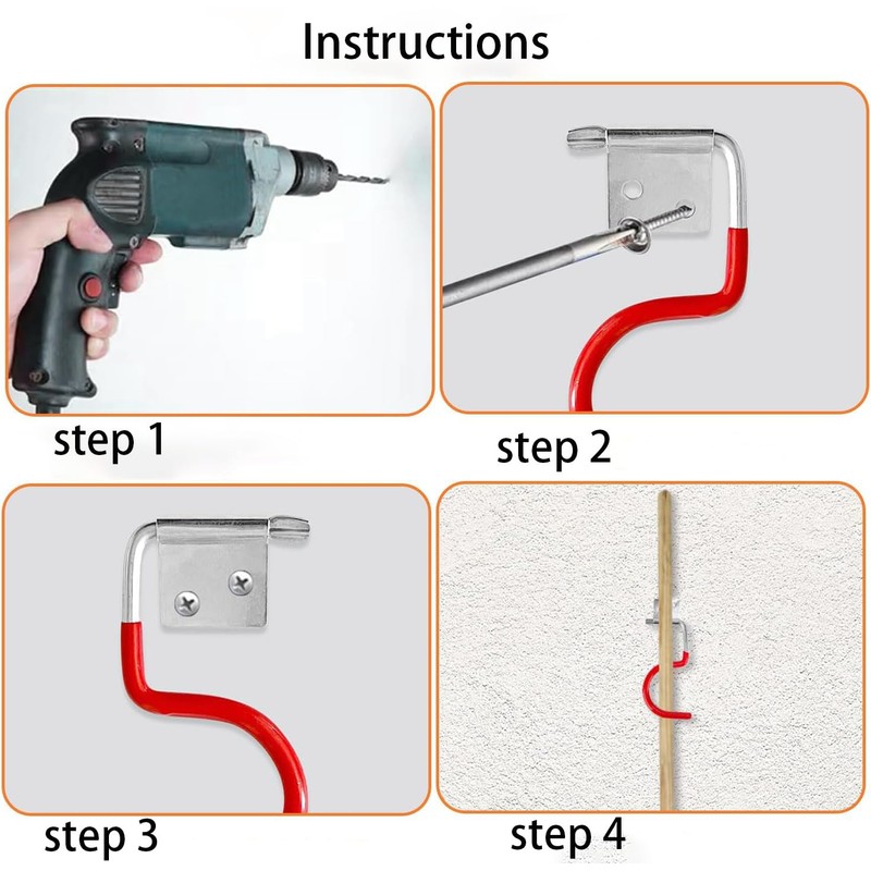 Mujiluxe Rubber Coating Garden Tools, Garden Tool Holder, Metal Hooks,