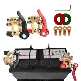 2PCS Automotive Terminal Clamps Connectors, Car Battery Terminal Connector, Premium Battery Terminal Connectors, 4 Way Positive and Negative Pole Quick Release Terminal Clip for Cars Vans Trucks