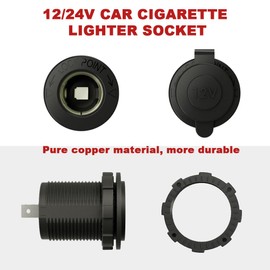 DAMAVO YM1084 - Encendedor de cigarrillos de 12 V, fuente de alimentación de 12 V, enchufe de coche para automóvil, automóvil, marino, ATV, camión, RV, barcos, receptáculo, montaje empotrado con