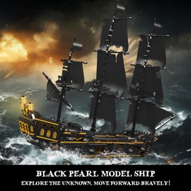 Mould King 13199 Pirates Ship Model Building Blocks Kits, MOC Large Black Pearl Sailboat Model Construction Set to Build, Gift for Kids Age 8+/Adults Collections Enthusiasts (3180+ Pieces)