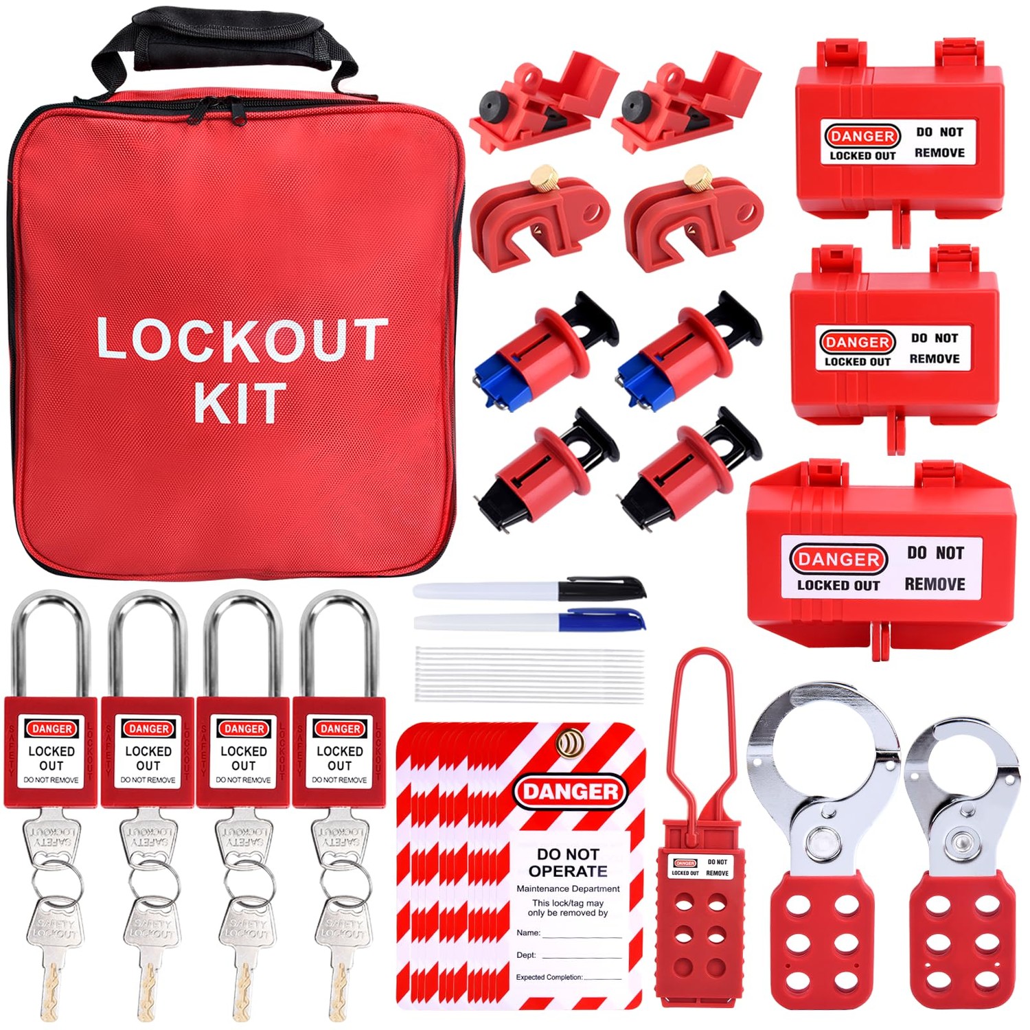 Lockout Tagout Kit Safety Electrical Loto with Clamp-On Circuit Breaker ...