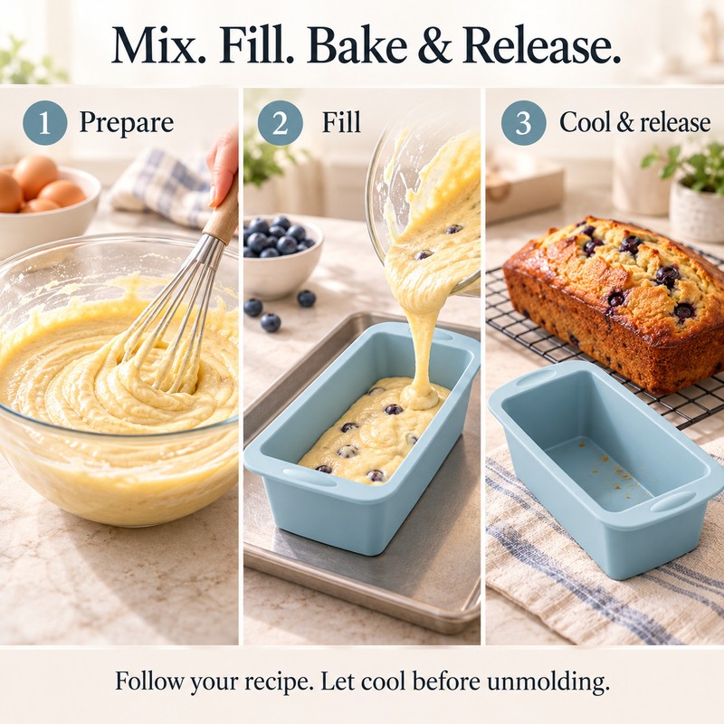 Silicone Baking Molds NonStick Rectangle Cake Pans Mini Loaf Pan