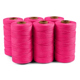 IDL Packaging #18 x 1000' Twisted Mason Twine, High Visibility Pink - for Masonry, Laying Out Lines & Boundaries, DIY, Crafts, Gardening - 160 lbs Tensile Strength (Pack of 6)