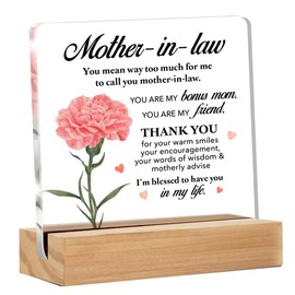Mother in Law Gifts, Thank You Gifts for Mother in Law Birthday Christmas Mother's Day, Mother in Law Appreciation Gift Clear Acrylic Desk Sign for Home, 4 x 4 Inches