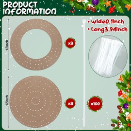 Thyle 6 Pcs Round Wreath Boards with Holes Wooden Summer Wreath Flower Boards Wood Ring Wreath Frame Supplies with 100 Nylon Cable Ties for DIY Crafts, Fall, Holiday Wedding Home Decor