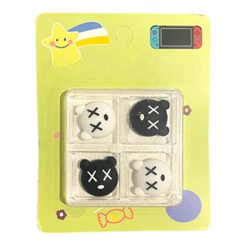 Prysm Gaming Pack of 4 Teddy Bear X Eyes Rubber Thumb Grips Caps Covers Compatible With Switch Joy-Con & Switch Lite