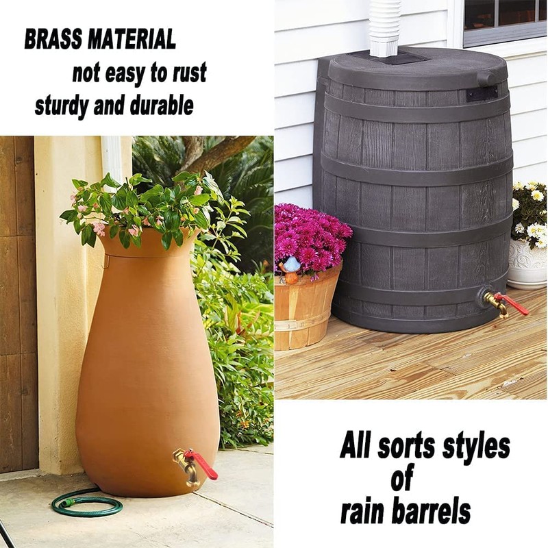 Rain Barrel Spigot, Brass Faucet Kit for Rain Water Barrel,