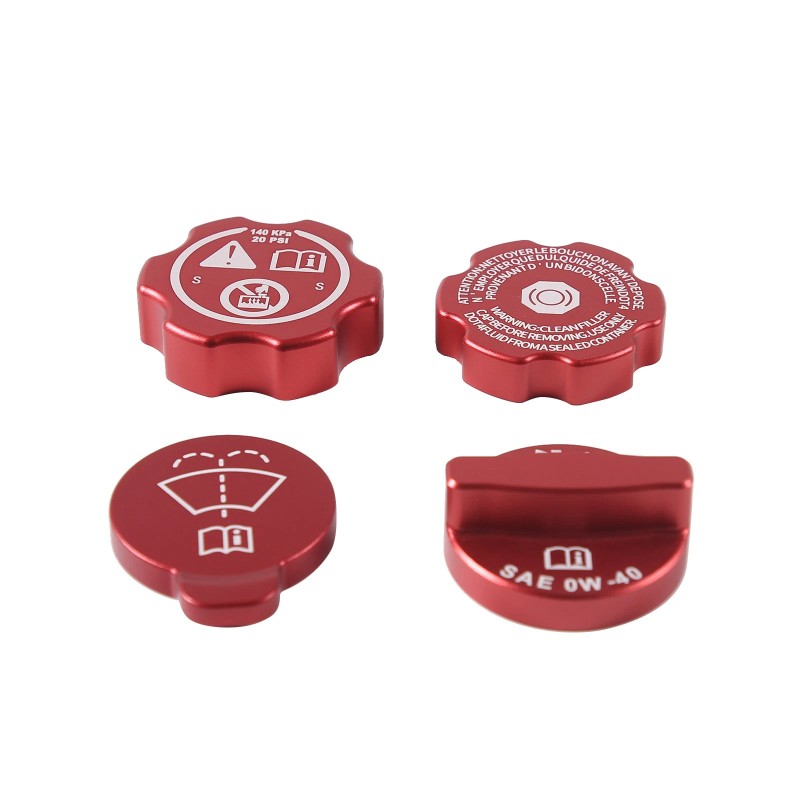 Unbranded 4PCS Red Alloy Engine Oil Cap Radiator Water Tank