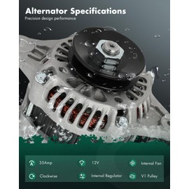 SCITOO SCITOO Alternator Fit for Nissan for KCH01 1993-2007 All H20 for Nissan Gas,for Nissan for KCH02 1994-2007 All H25 Gas Engine 12V 35Amp CW V1 Pulley Class 12136 AMT0061 A7T03371B A7T03371A