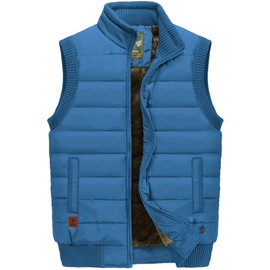 VtuAOL Outdoor Puffer Vest Lightweight Winter Thick Warm Outerwear Vest for Men Light Blue Asian L/US S